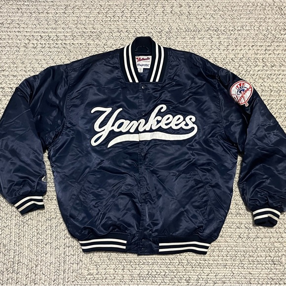 Majestic Jackets & Coats Rare Vintage New York Yankees Satin Blue